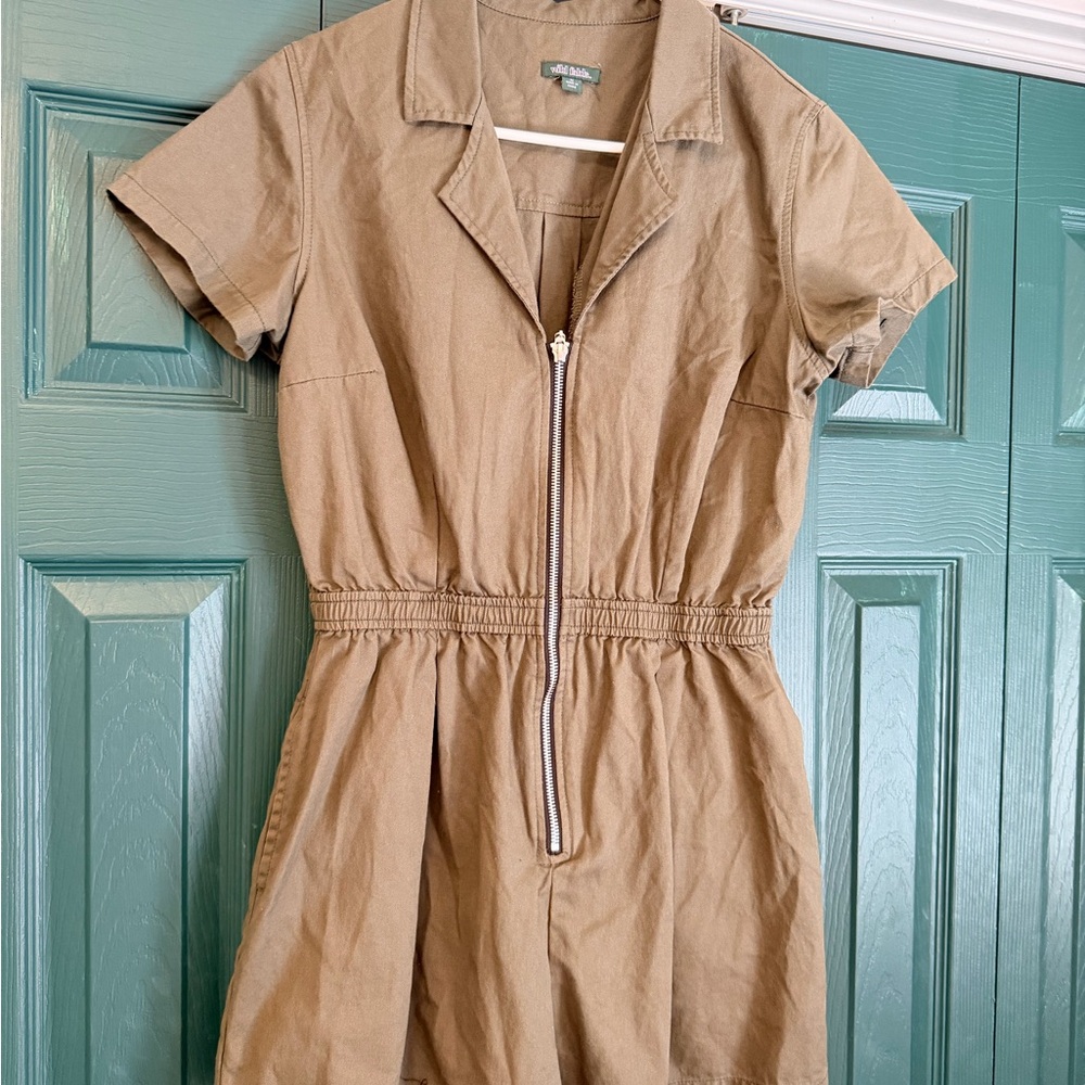 Wild Fable Tan Zip-Up Romper/Jumpsuit
